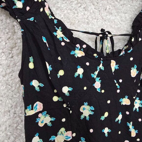 Free‎ People Womens Like A Lady Mini Dress Black Floral Tie Back Size Small Boho - Picture 5 of 15